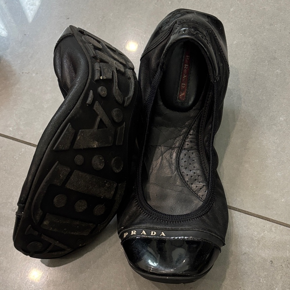 Prada Black Leather Flats